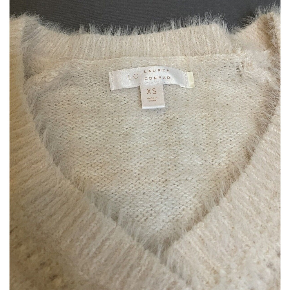 LC Lauren Conrad Sweater Women's XS Fuzzy Soft Long Sleeve in Light Pink - Picture 6 of 13